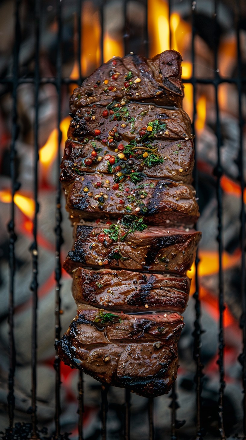 steak meat on barbeque